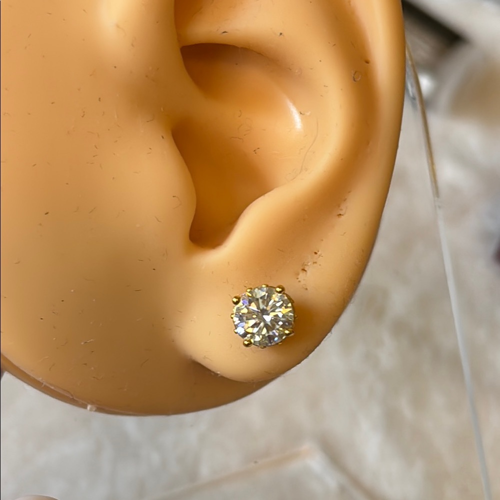2 carat w/ Halo Moissanite Diamond 18k Gold 925 Sterling Silver Earrings #25